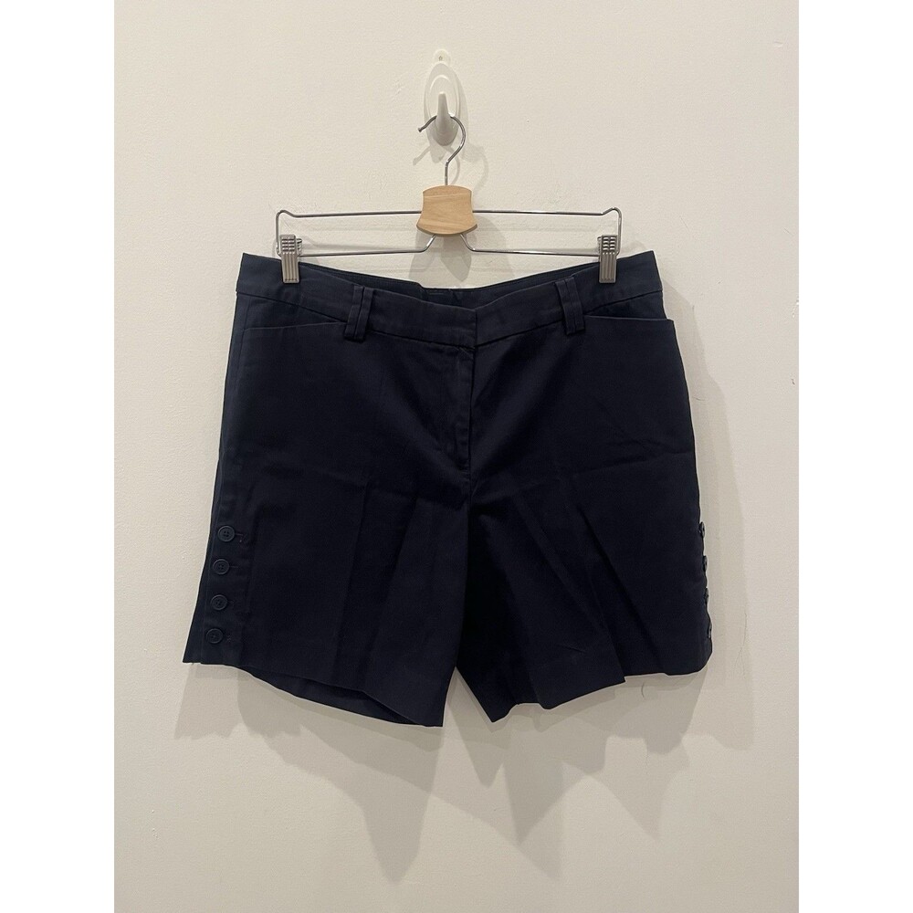 TALBOTS navy chino shorts with side buttons size 14 Womens Casual Nautical